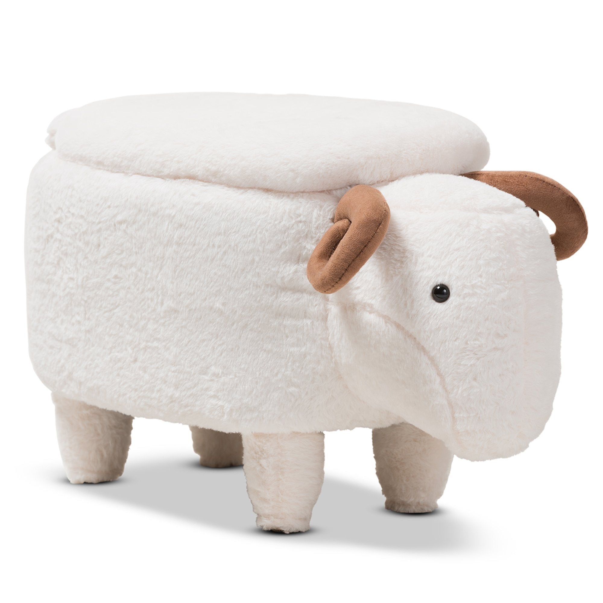 Baxton Studio Pecora Contemporary Wool Upholstered Sheep Storage Ottoman