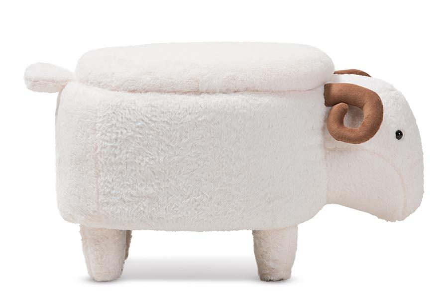 Baxton Studio Pecora Contemporary Wool Upholstered Sheep Storage Ottoman