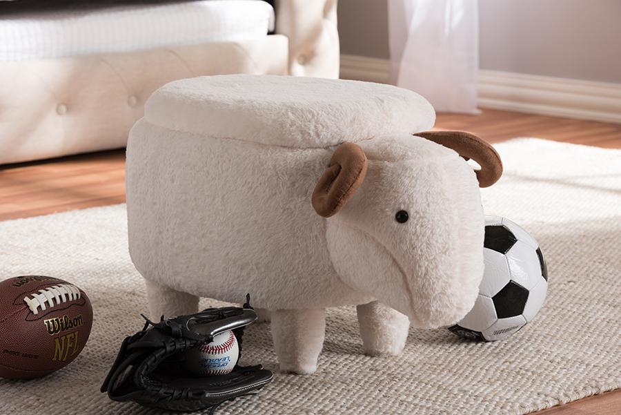 Baxton Studio Pecora Contemporary Wool Upholstered Sheep Storage Ottoman