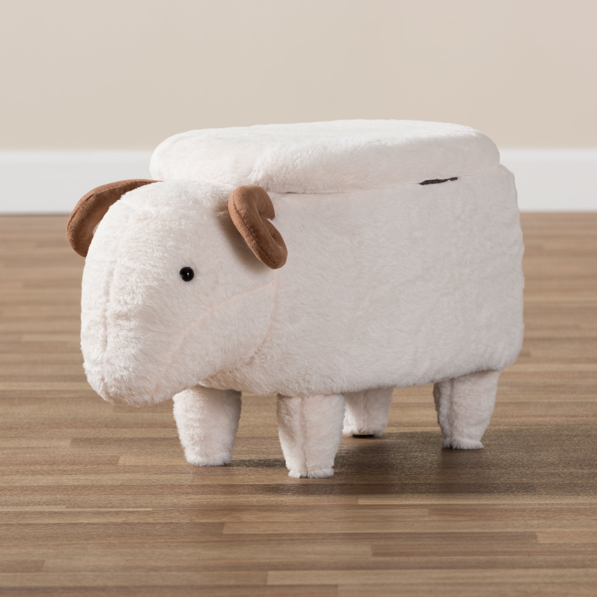 Baxton Studio Pecora Contemporary Wool Upholstered Sheep Storage Ottoman