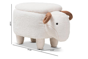 Baxton Studio Pecora Contemporary Wool Upholstered Sheep Storage Ottoman