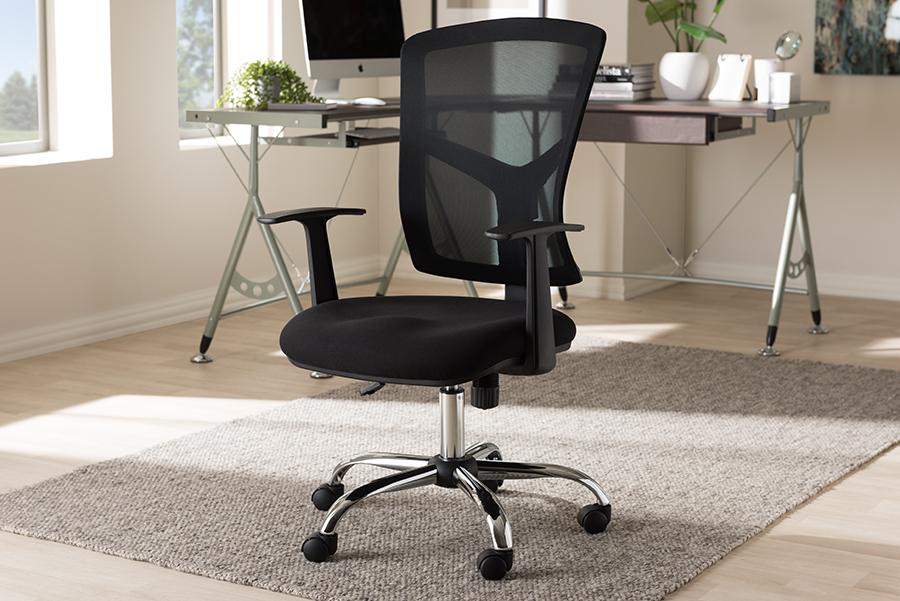 Baxton Studio Matthias Modern and Contemporary Ergonomic Black Mesh Office Chair