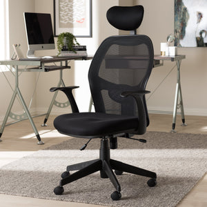 Baxton Studio Sebastian Modern and Contemporary Ergonomic Black Mesh Office Chair