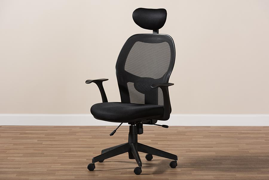 Baxton Studio Sebastian Modern and Contemporary Ergonomic Black Mesh Office Chair