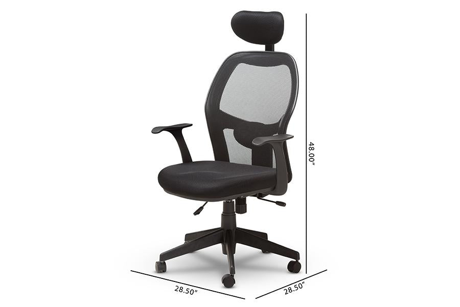 Baxton Studio Sebastian Modern and Contemporary Ergonomic Black Mesh Office Chair