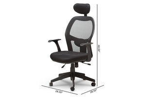 Baxton Studio Sebastian Modern and Contemporary Ergonomic Black Mesh Office Chair