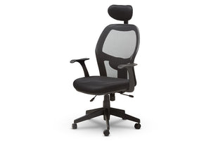 Baxton Studio Sebastian Modern and Contemporary Ergonomic Black Mesh Office Chair