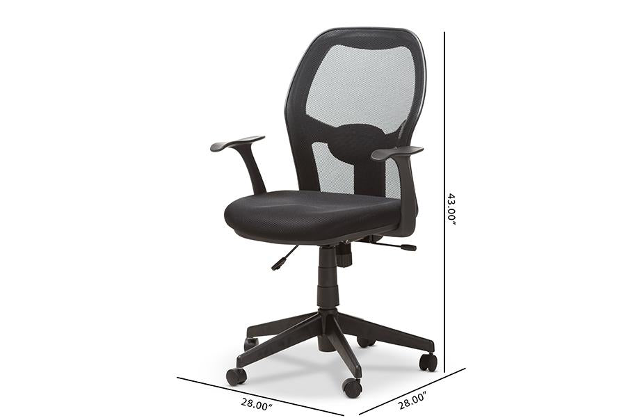 Baxton Studio Kurber Modern and Contemporary Ergonomic Black Mesh Office Chair With Bifma Certification