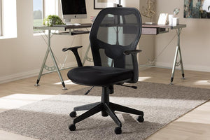 Baxton Studio Kurber Modern and Contemporary Ergonomic Black Mesh Office Chair With Bifma Certification