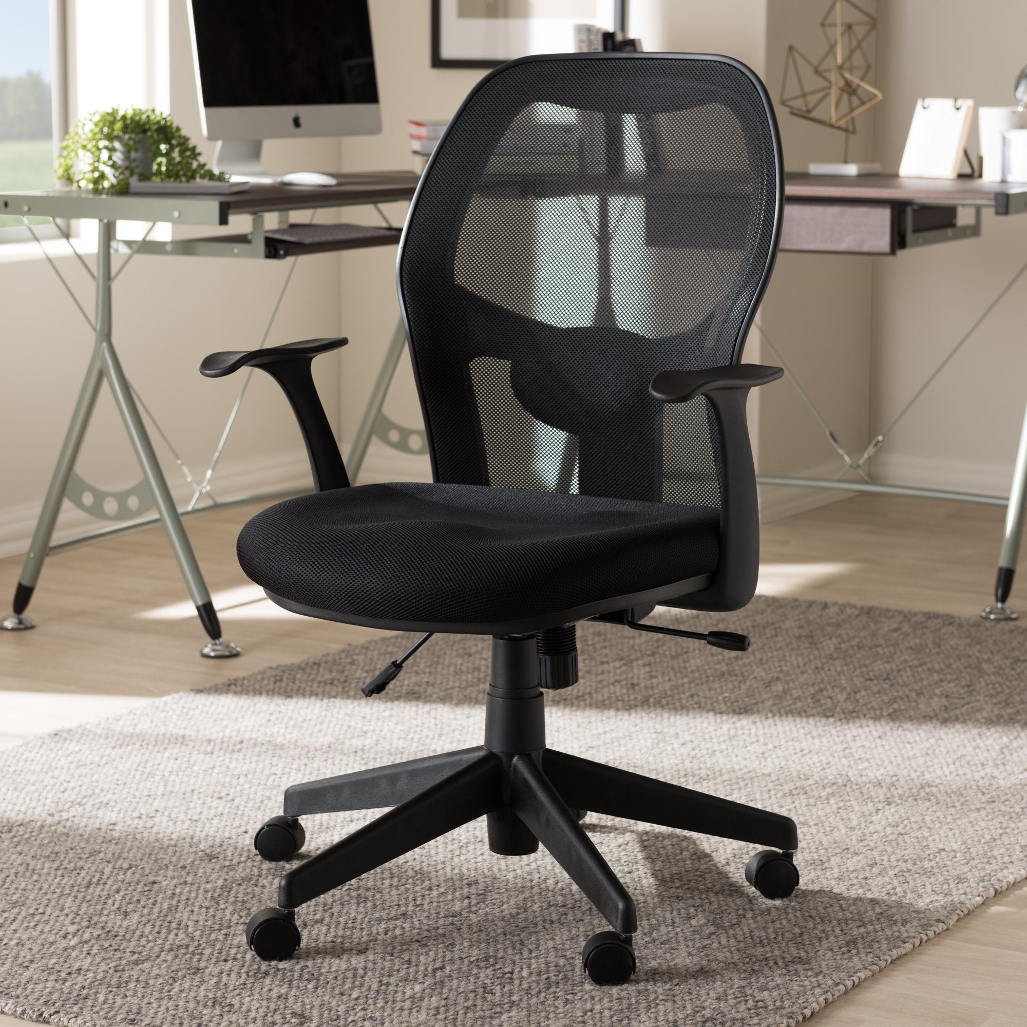 Baxton Studio Kurber Modern and Contemporary Ergonomic Black Mesh Office Chair With Bifma Certification