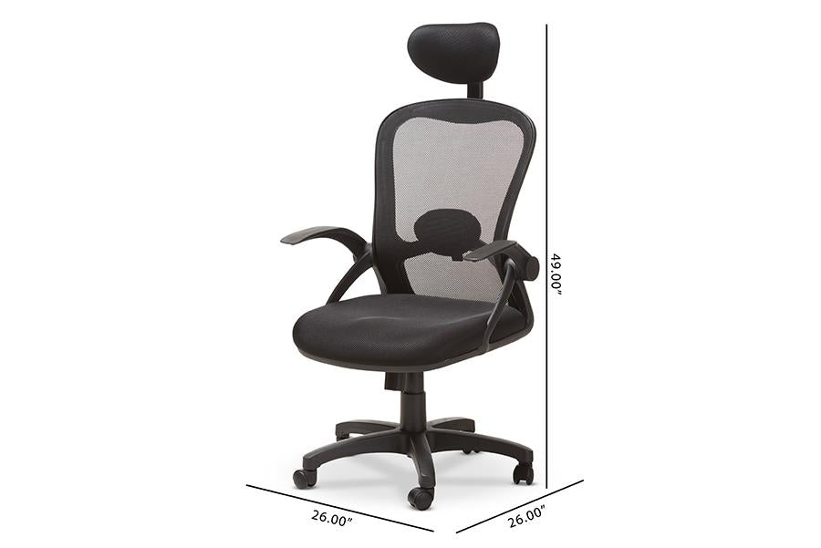 Baxton Studio Ernst Modern and Contemporary Ergonomic Black Mesh Office Chair