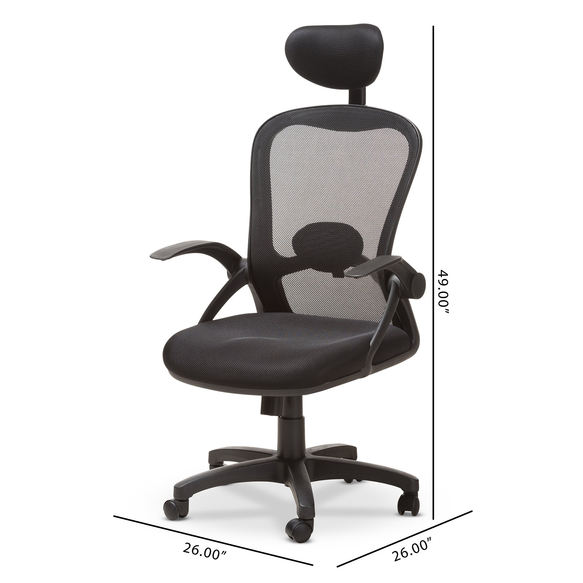 Baxton Studio Ernst Modern and Contemporary Ergonomic Black Mesh Office Chair