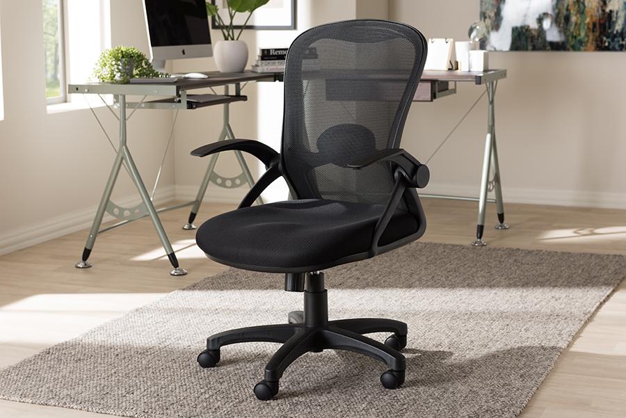 Baxton Studio Bergmann Modern and Contemporary Ergonomic Black Mesh Office Chair