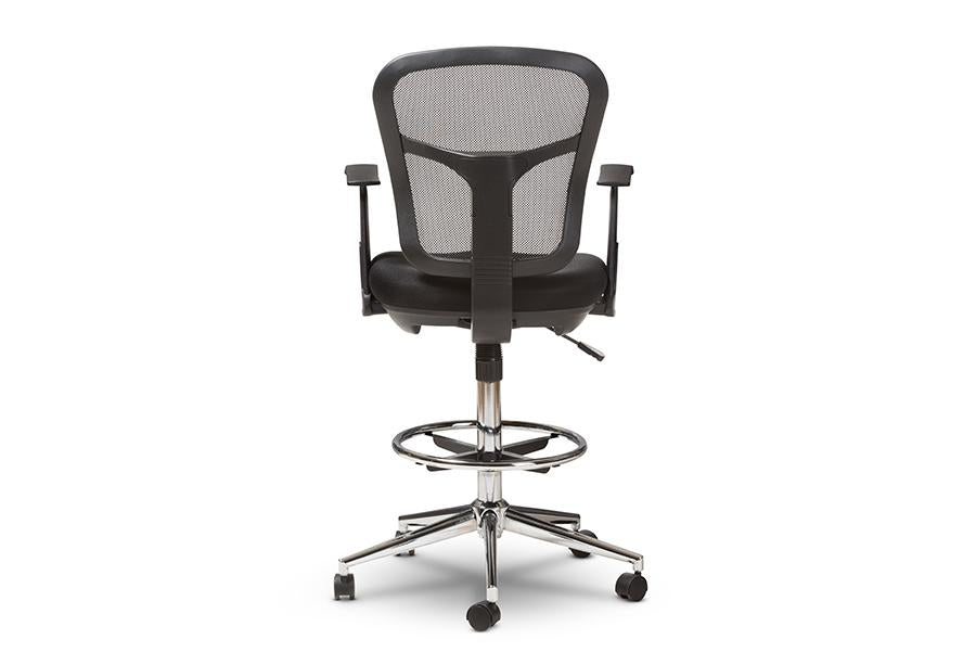 Baxton Studio Landon Modern and Contemporary and Contemporary Black Mesh Adjustable Height Drafting Stool Chair