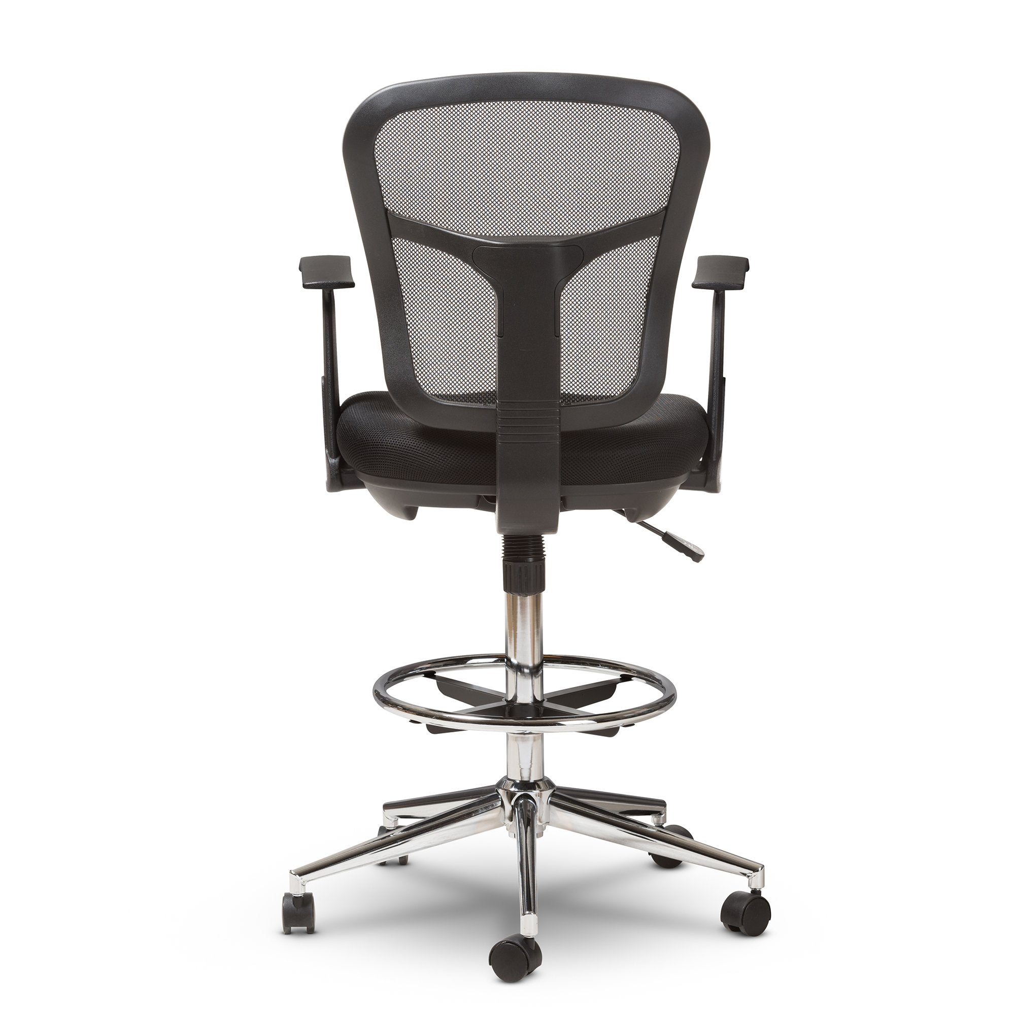 Baxton Studio Landon Modern and Contemporary and Contemporary Black Mesh Adjustable Height Drafting Stool Chair