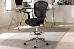 Baxton Studio Landon Modern and Contemporary and Contemporary Black Mesh Adjustable Height Drafting Stool Chair