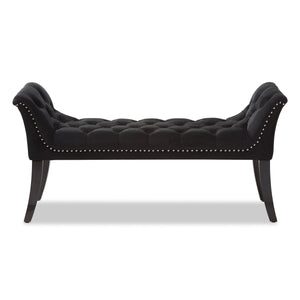 Baxton Studio Chandelle Luxe and Contemporary Black Velvet Upholstered Bench