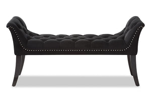 Baxton Studio Chandelle Luxe and Contemporary Black Velvet Upholstered Bench