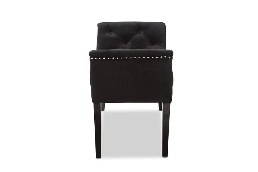 Baxton Studio Chandelle Luxe and Contemporary Black Velvet Upholstered Bench