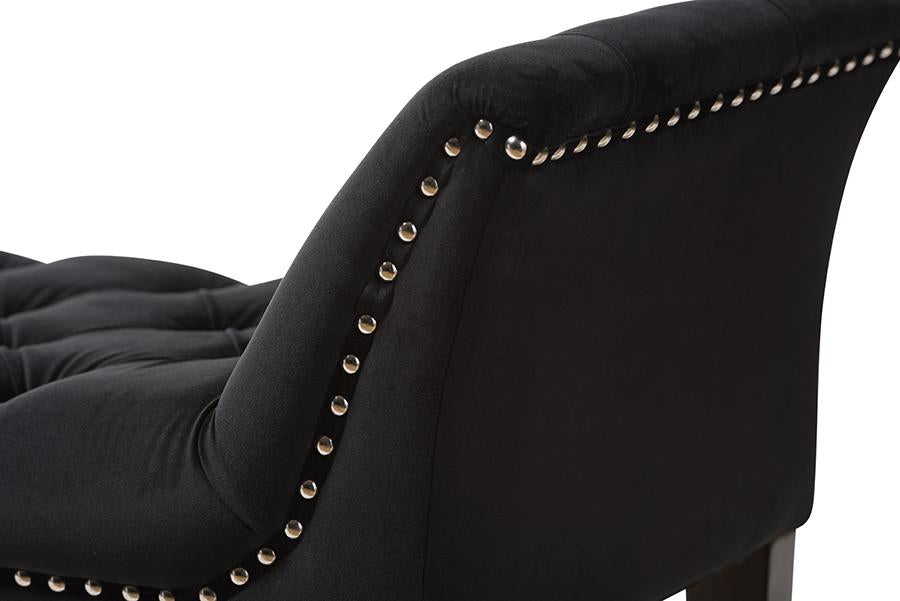 Baxton Studio Chandelle Luxe and Contemporary Black Velvet Upholstered Bench