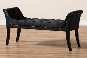 Baxton Studio Chandelle Luxe and Contemporary Black Velvet Upholstered Bench