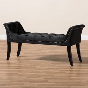 Baxton Studio Chandelle Luxe and Contemporary Black Velvet Upholstered Bench