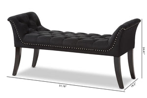 Baxton Studio Chandelle Luxe and Contemporary Black Velvet Upholstered Bench