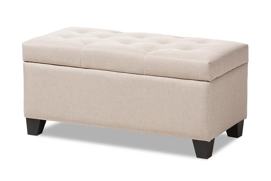 Baxton Studio Michaela Modern and Contemporary Beige Fabric Upholstered Storage Ottoman