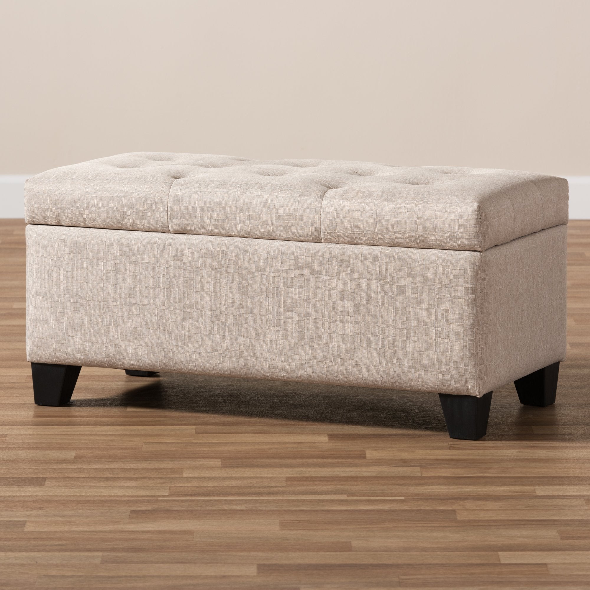 Baxton Studio Michaela Modern and Contemporary Beige Fabric Upholstered Storage Ottoman