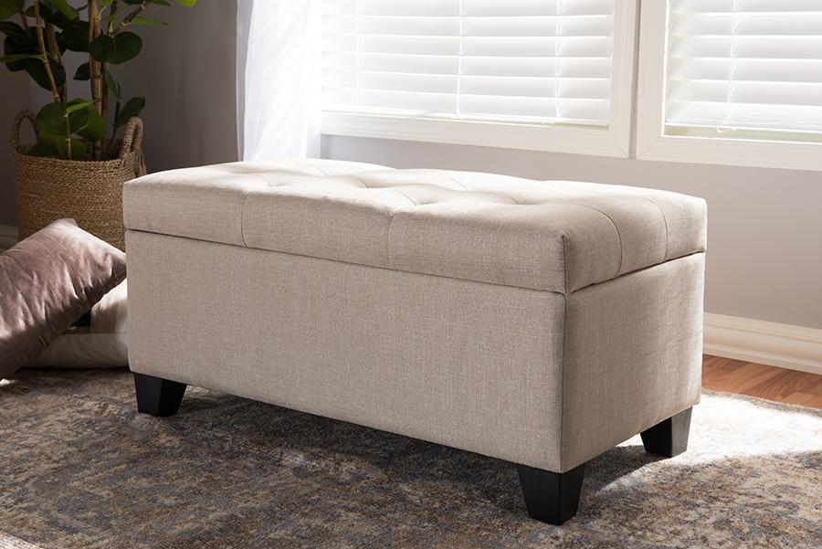 Baxton Studio Michaela Modern and Contemporary Beige Fabric Upholstered Storage Ottoman