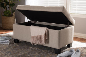 Baxton Studio Michaela Modern and Contemporary Beige Fabric Upholstered Storage Ottoman