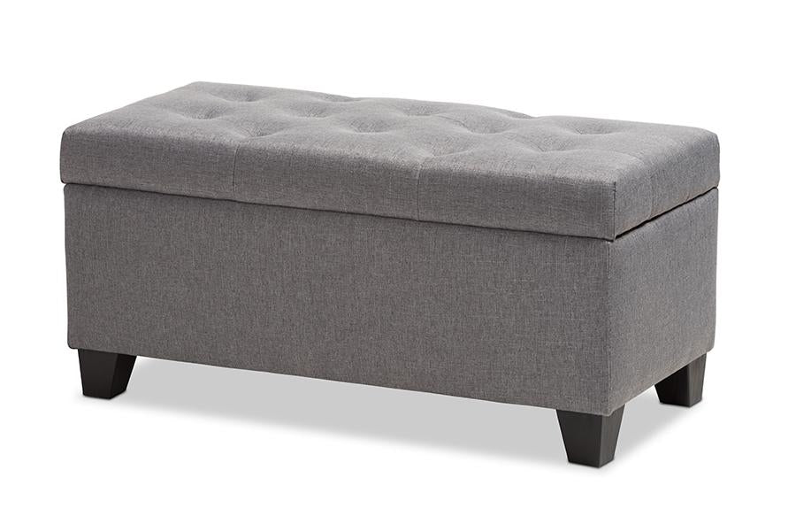 Baxton Studio Michaela Modern and Contemporary Grey Fabric Upholstered Storage Ottoman