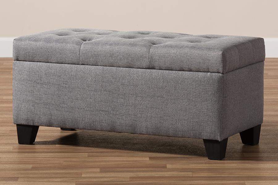 Baxton Studio Michaela Modern and Contemporary Grey Fabric Upholstered Storage Ottoman