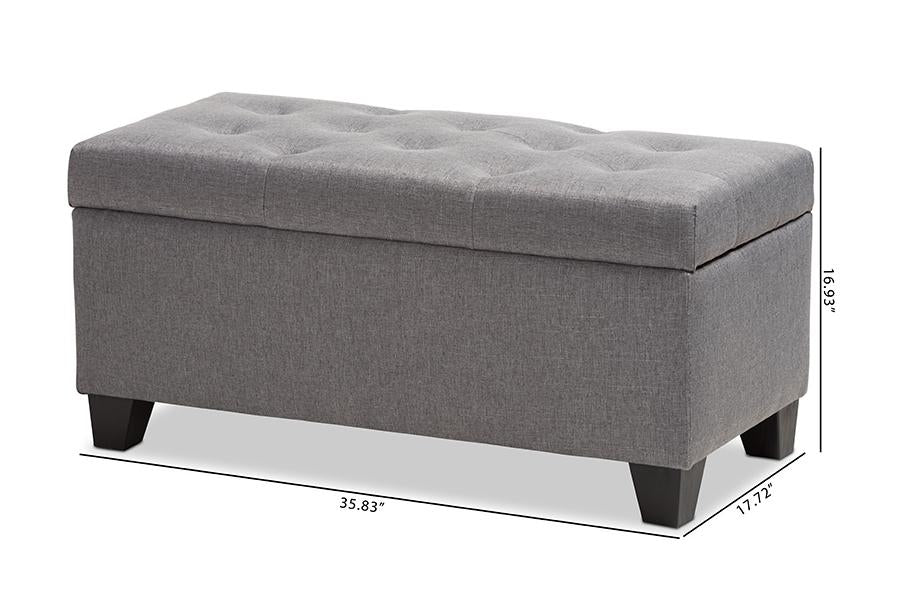 Baxton Studio Michaela Modern and Contemporary Grey Fabric Upholstered Storage Ottoman