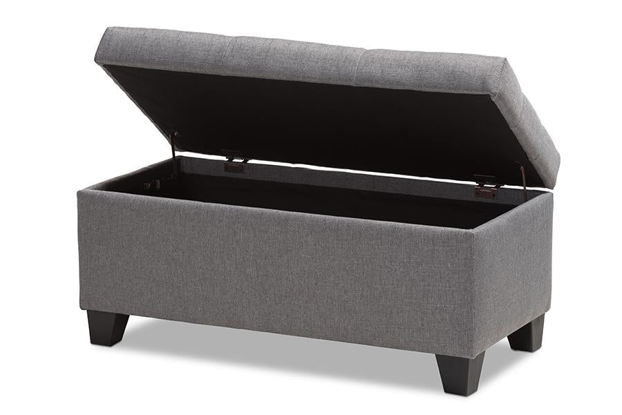 Baxton Studio Michaela Modern and Contemporary Grey Fabric Upholstered Storage Ottoman