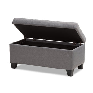 Baxton Studio Michaela Modern and Contemporary Grey Fabric Upholstered Storage Ottoman