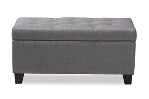 Baxton Studio Michaela Modern and Contemporary Grey Fabric Upholstered Storage Ottoman