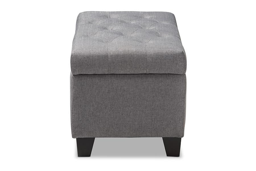 Baxton Studio Michaela Modern and Contemporary Grey Fabric Upholstered Storage Ottoman