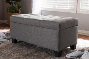 Baxton Studio Michaela Modern and Contemporary Grey Fabric Upholstered Storage Ottoman