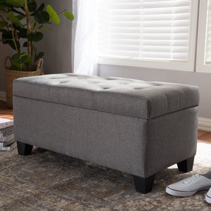 Baxton Studio Michaela Modern and Contemporary Grey Fabric Upholstered Storage Ottoman