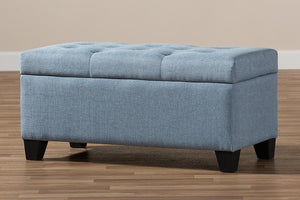 Baxton Studio Michaela Modern and Contemporary Light Blue Fabric Upholstered Storage Ottoman