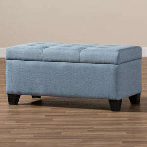 Baxton Studio Michaela Modern and Contemporary Light Blue Fabric Upholstered Storage Ottoman