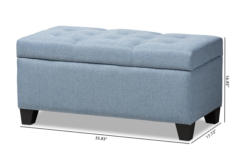 Baxton Studio Michaela Modern and Contemporary Light Blue Fabric Upholstered Storage Ottoman