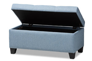 Baxton Studio Michaela Modern and Contemporary Light Blue Fabric Upholstered Storage Ottoman