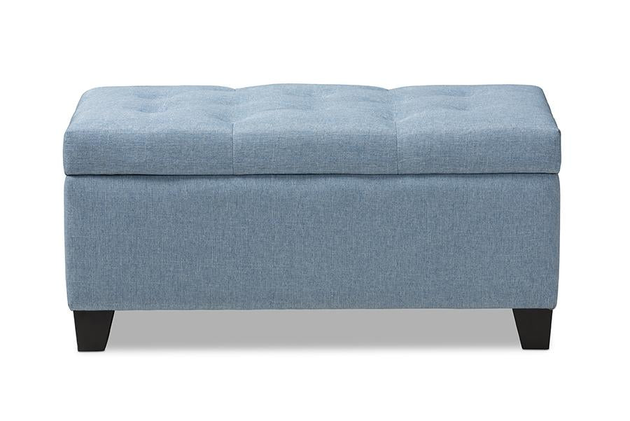 Baxton Studio Michaela Modern and Contemporary Light Blue Fabric Upholstered Storage Ottoman