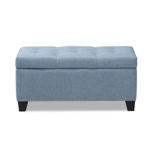 Baxton Studio Michaela Modern and Contemporary Light Blue Fabric Upholstered Storage Ottoman