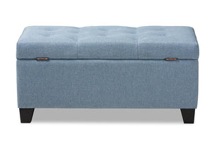 Baxton Studio Michaela Modern and Contemporary Light Blue Fabric Upholstered Storage Ottoman