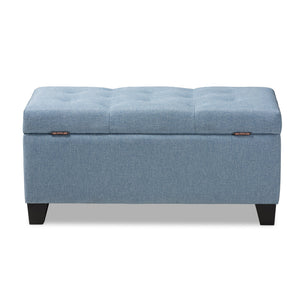 Baxton Studio Michaela Modern and Contemporary Light Blue Fabric Upholstered Storage Ottoman