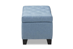 Baxton Studio Michaela Modern and Contemporary Light Blue Fabric Upholstered Storage Ottoman