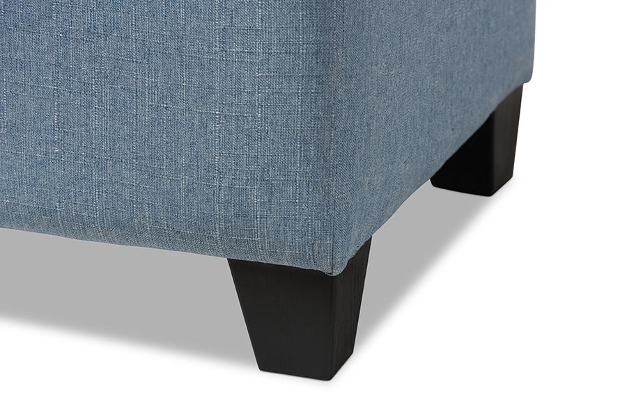 Baxton Studio Michaela Modern and Contemporary Light Blue Fabric Upholstered Storage Ottoman